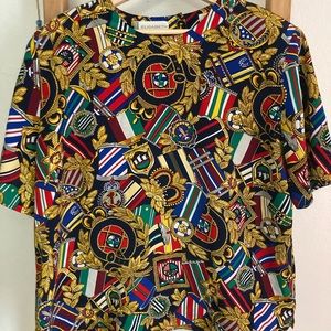 Funky vintage travel blouse, Elizabeth by Liz Claiborne